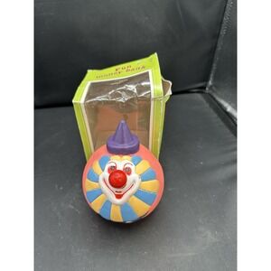 Vintage Handpainted Molded Plastic Circus Clown Coin Money‎ Change Bank
